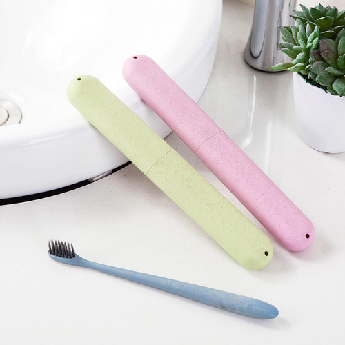 Simple Nordic style wheat straw travel toothbrush box travel portable toothbrush cover storage box toothbrush storage box