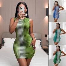 非洲裙子女性感新款精品牛奶丝印花弹力修身时尚连衣裙