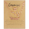 Golden zodiac signs with letters, set, cards, necklace, suitable for import, new collection, pink gold, 3 piece set, wish