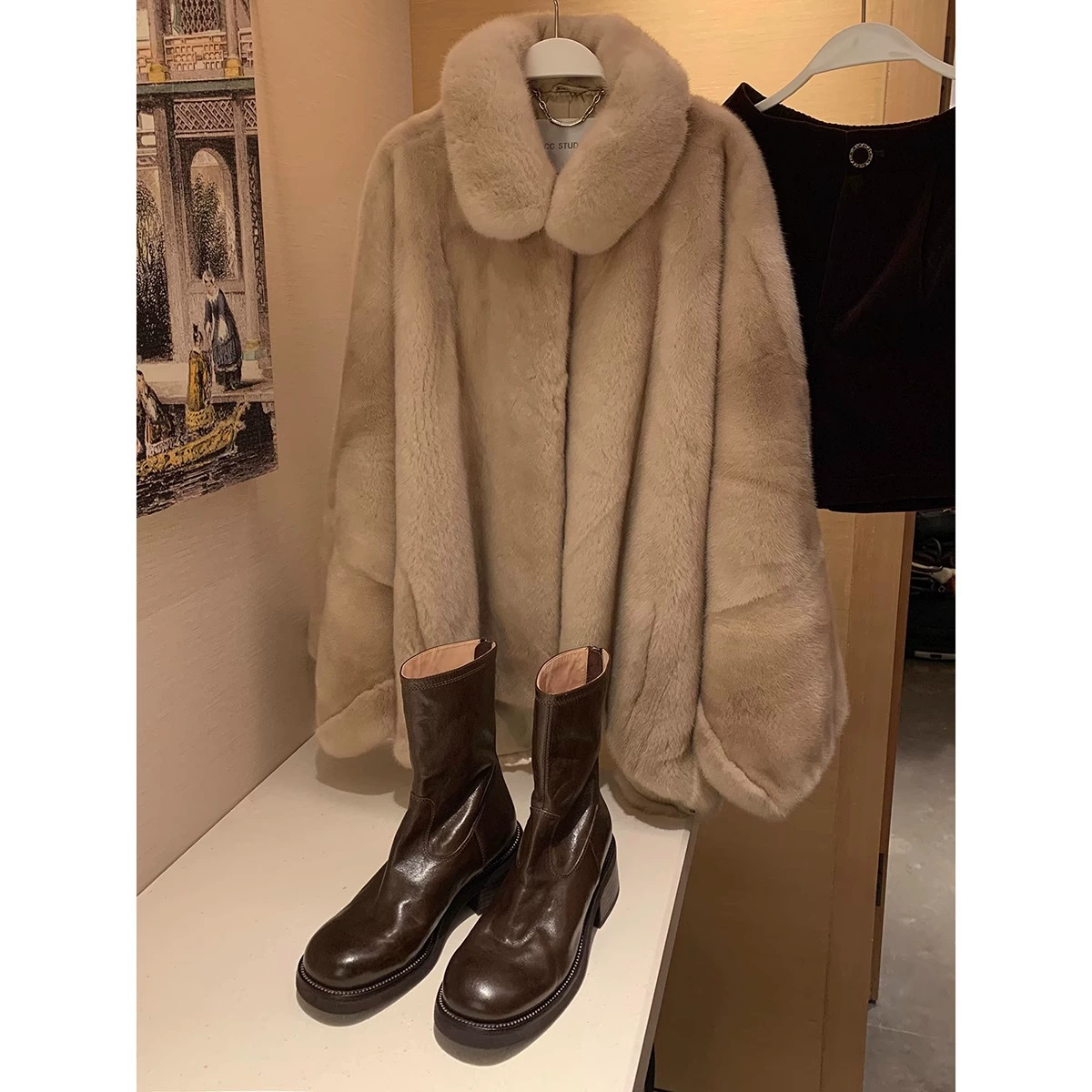 Версия из воловьей кожи ~ Ретро плиссированные Ботинки Челси на молнии сзади Коричневые рваные ботинки Martin на толстом каблуке Тонкие ботильоны