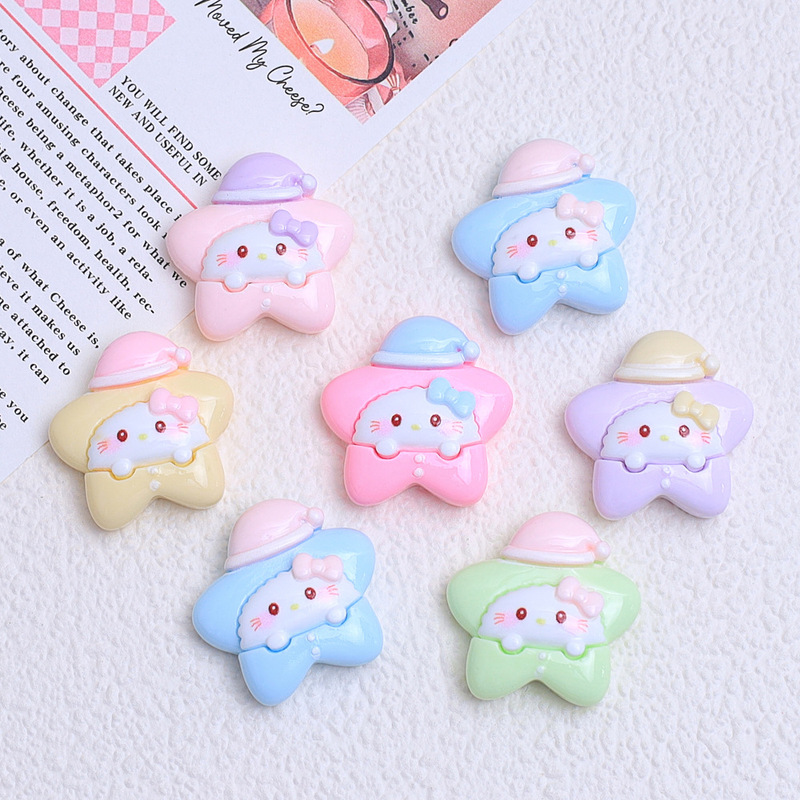 Sleeping Kitten Star Cartoon Handmade DIY Jewelry Cream Glue Resin Small Accessories Creative Hole Shoe Buckle Material Sleeping Kitten Star Cartoon Handmade DIY Jewelry Cream Glue Resin Small Accessories Creative Hole Shoe Buckle Material