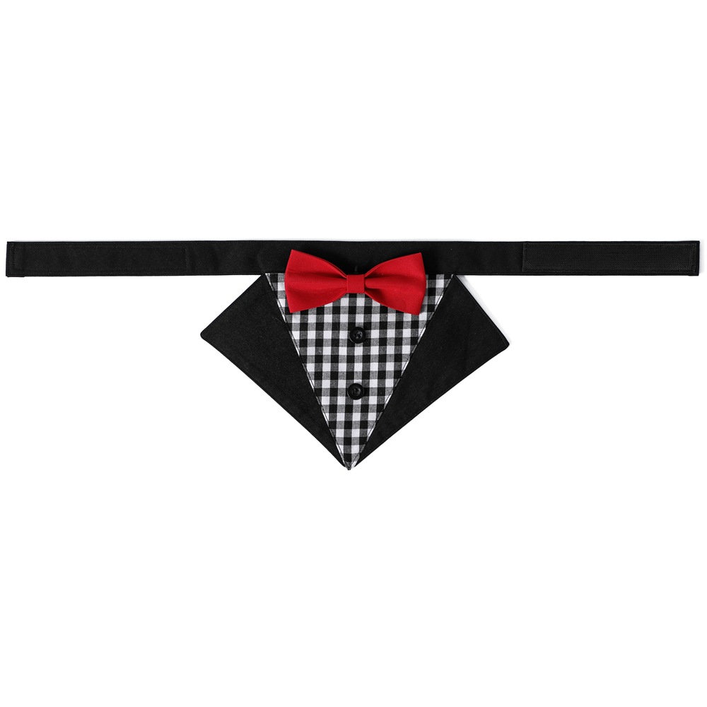 Transfronterizo nueva tela escocesa ropa para mascotas traje triángulo toalla guapo mascota perro saliva toalla boda mascota triángulo toalla