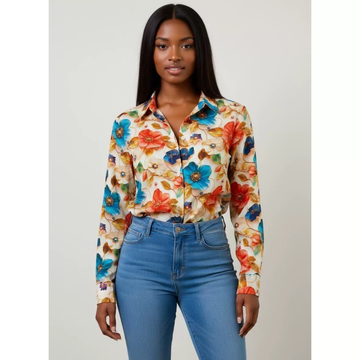 SHEIN跨境时尚艺术感长袖衬衫女2026新款复古港风气质休闲百搭上