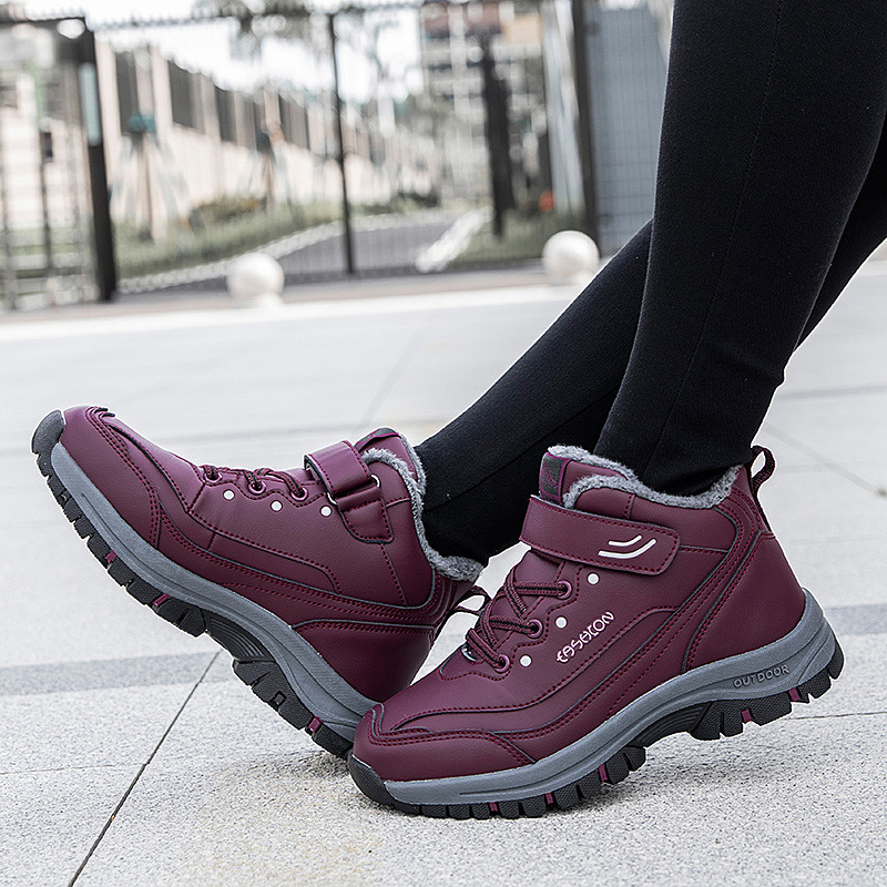 Jintai invierno calentamiento de algodón, zapatos antideslizantes, anti-desgaste, zapatos de mediana edad, botas de nieve gruesas