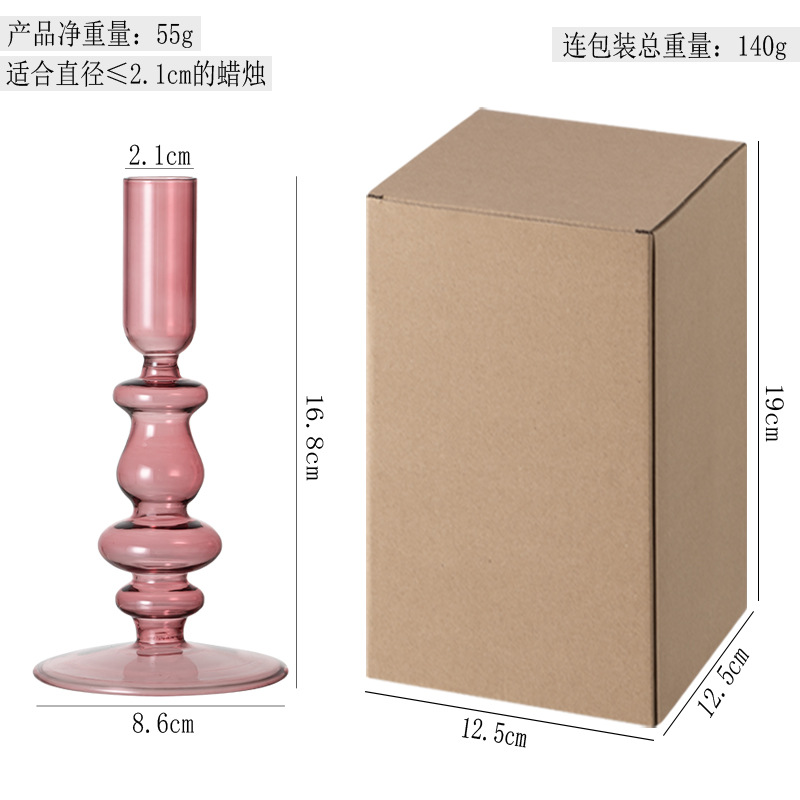 Candelero de vidrio de color de estilo europeo que sopla adornos decoración del hogar Retro simple aromaterapia vela Candelabro decoración del hogar