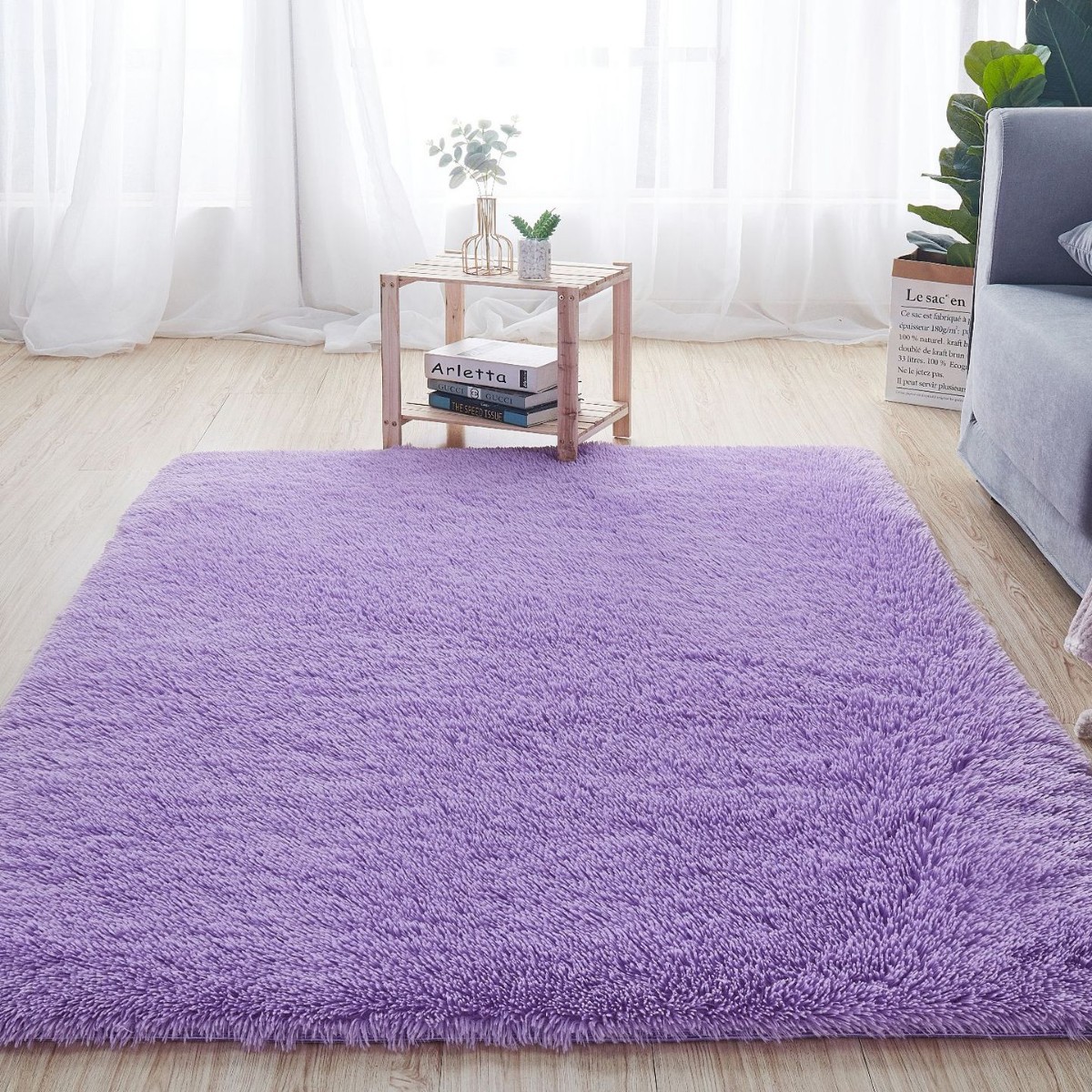 Alfombra teñida de seda de felpa de pelo largo transfronterizo, alfombra de piso, sala de estar, dormitorio, manta de cama resistente a la suciedad y fácil de cuidar