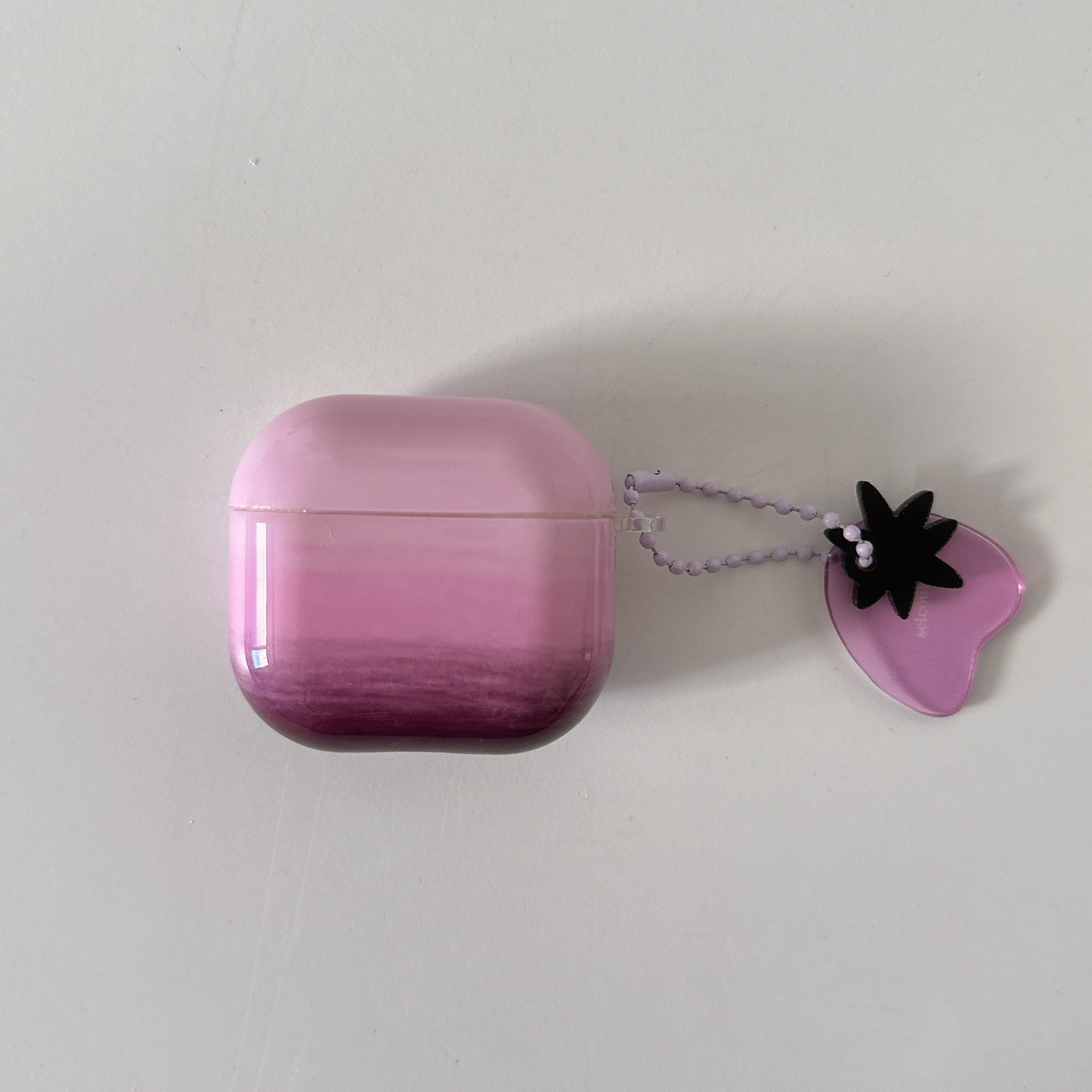 Simple nicho difuminado amor adecuado para la funda para auriculares AirpodsPro2 1/2 generación púrpura nuevo 3/4 generación pareja Pro