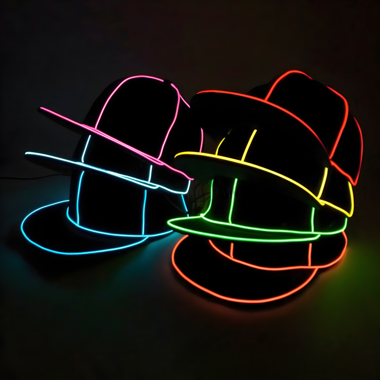 Party EL sombrero de hip-hop luminoso de luz fría bar baile sombrero de béisbol LED luminoso Bungee sombrero de boca de pato