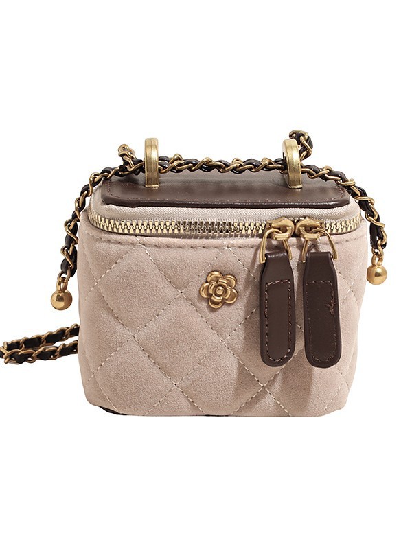 Caja de mano bordada de diamante bolso pequeño cuadrado para mujeres 2025 nuevo cross-border retro empalme cadena mochila de hombro