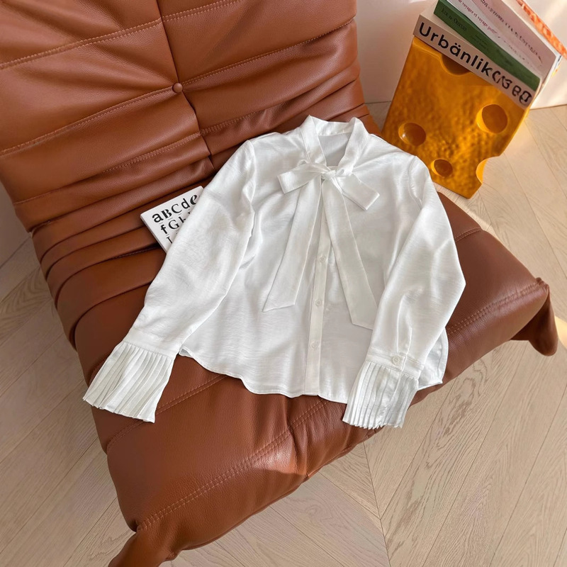 Shenzhen Nanyou High-end Original Single CD Home 25 New French Style Elegant Collar Tie-up Bow Design White Shirt