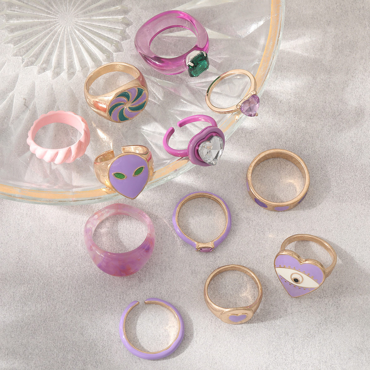 1 Piece Quantity Simple Style Classic Style Heart Shape Zinc Alloy Enamel Women's Rings