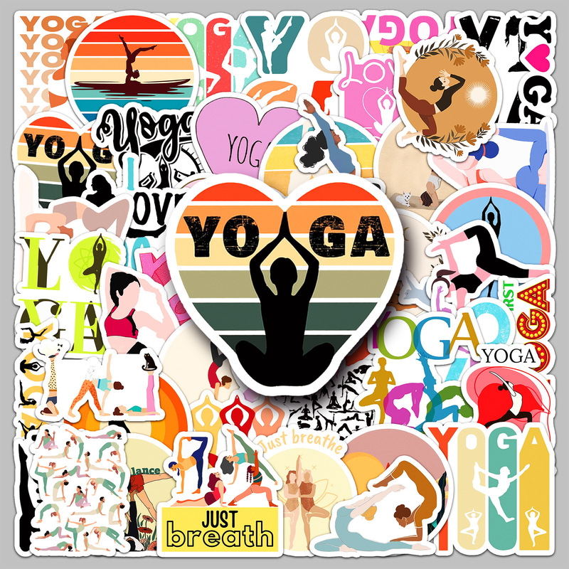 50 yoga stickers Yoga sports fitness graffiti creative waterproof decorative hand tent goo card flat stickers 50 yoga stickers Yoga sports fitness graffiti creative waterproof decorative hand tent goo card flat stickers