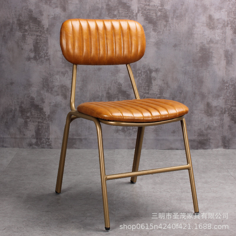 레트로 철 식당 의자 북유럽 로프트 산업 스타일 성인 등받이 가죽 의자 미국 카페 식탁 의자