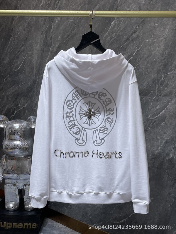 24SS Crow 正しいバージョン馬蹄パターンサンスクリット古典フード付きスウェットシャツ男性と女性のための同じスタイルのジッパースウェットシャツ卸売|undefined
