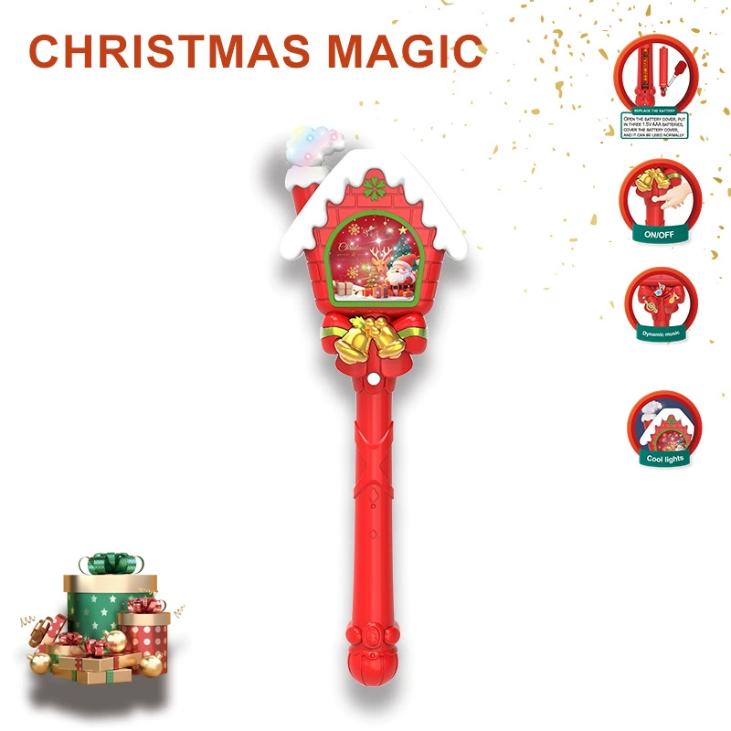 Самая продаваемая рождественская серия Amazon, светящаяся волшебная палочка, трансграничная звуковая и световая палочка принцессы для девочек, реквизит для украшения вечеринки