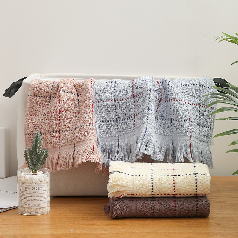 Combed Cotton Twill Towel with Tassels for Home Use, Face Washcloth, Manufacturer Brand Quality Cotton Towel, Qianyi Face Washcloth