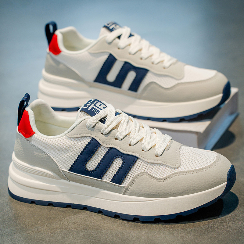 男鞋2025新款秋季网面透气百搭休闲运动鞋男士跑步厚底阿甘老爹鞋