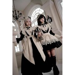ダークロリータスーツ春の新デザインメイドエプロンハイエンドパフスリーブロリータドレス