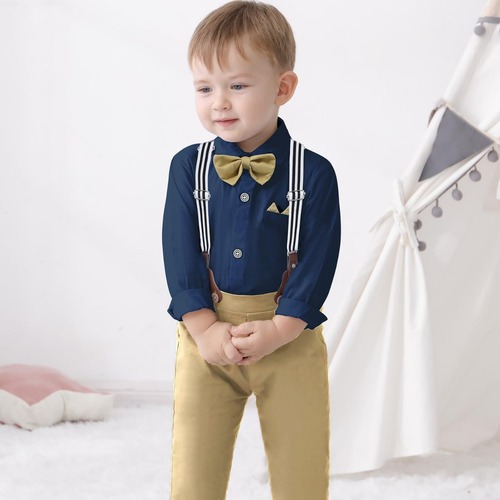 Cross-border European and American style new spring/autumn children's clothing boys' long-sleeved shirt and long pants gentleman's three-piece suit formal wear performance outfit one piece