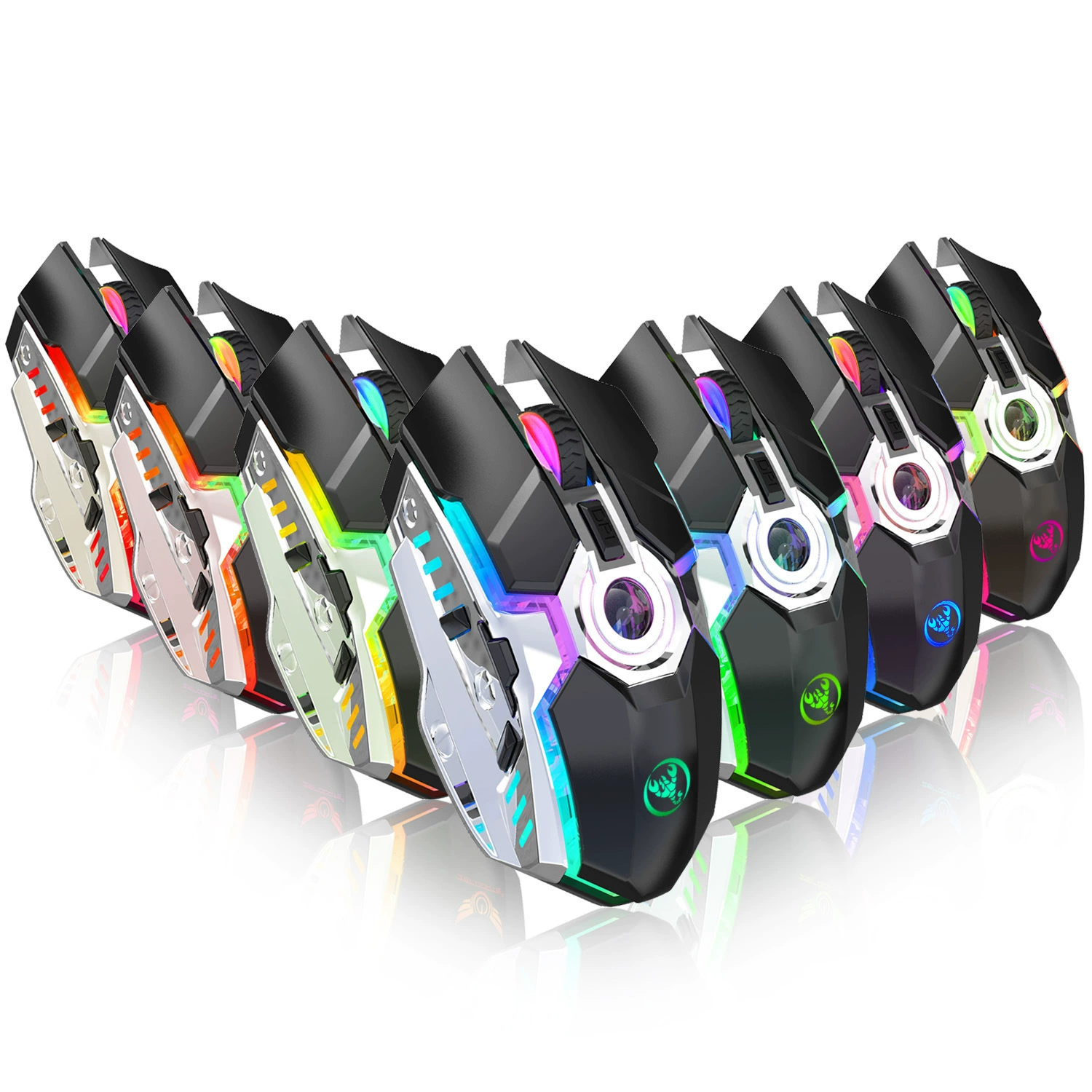 2023 новая беспроводная игровая мышь RGB подсветка 2400dpi настраваемая подходит для ПК настольного компьютера без границ оптовая торговля