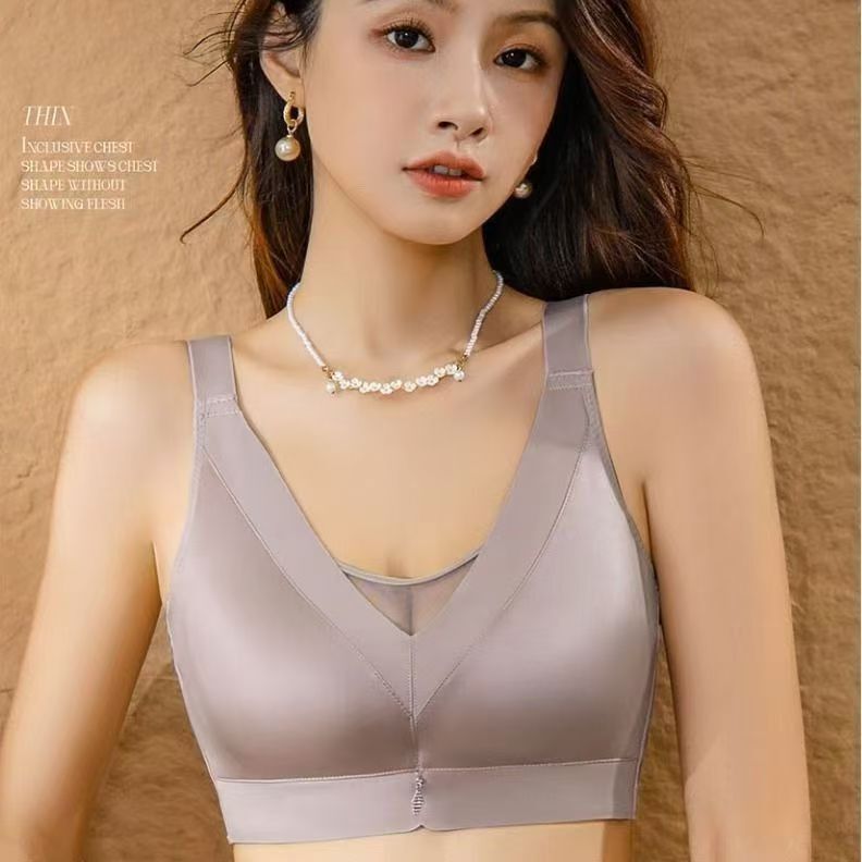 Guangdong Shantou Plus Size Tube Top Women's Intimates Women's Thin Large Breasts Showing Small Anti-Sagging Breast Reduction Adjustable Bra