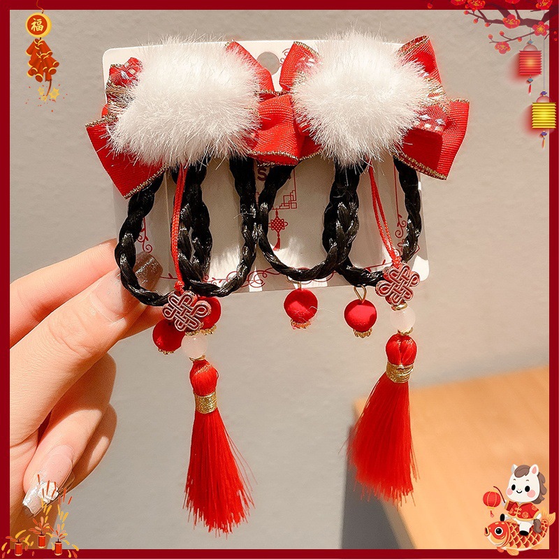 Horquilla Infantil con Borlas Chinas Hecha a Mano para Año Nuevo y Hanfu