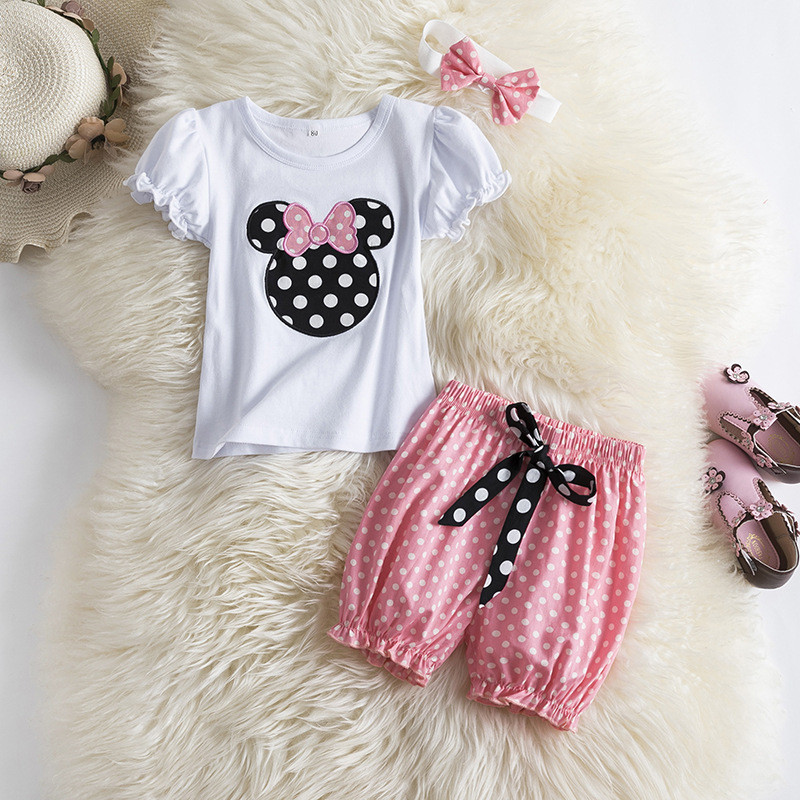 童装夏季婴儿印花字母哈衣套装周岁宝宝短袖爬服潮流幼童套装批发