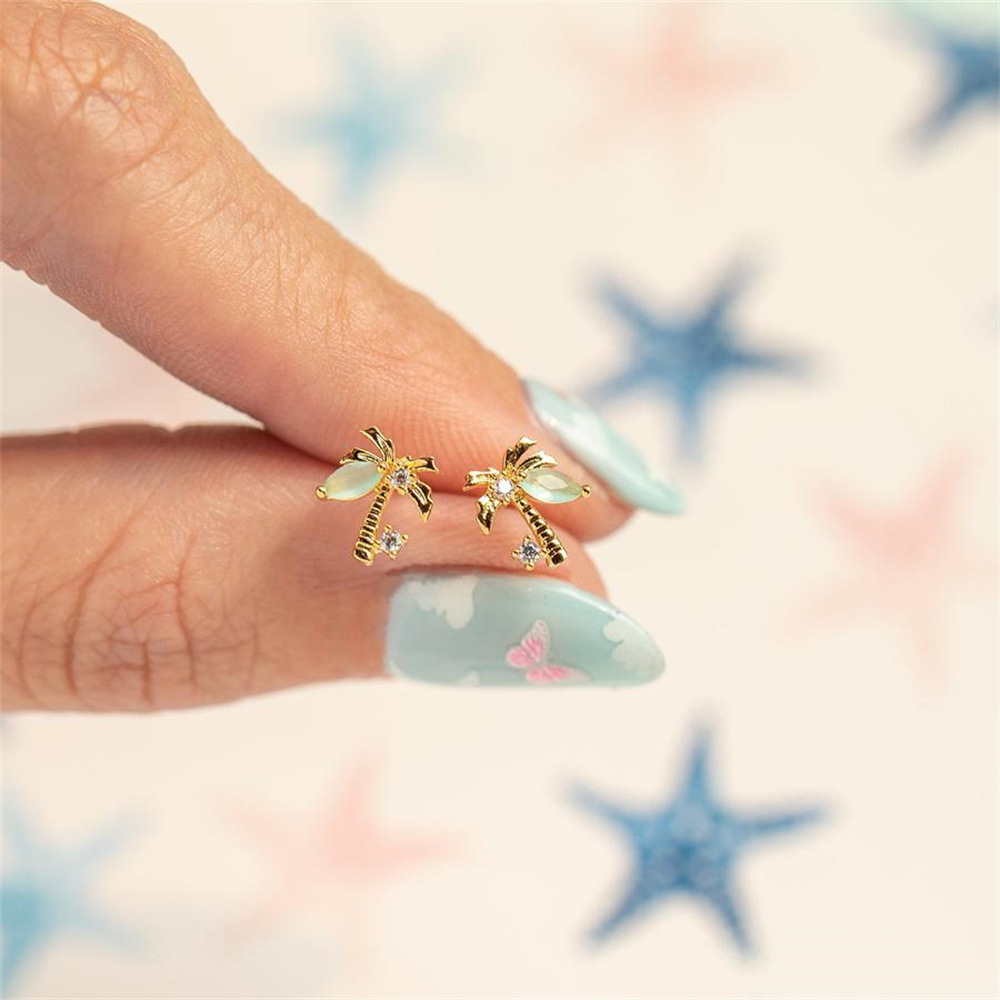 1 Piece Ear Cartilage Rings & Studs Simple Style Leaf Brass Gem display picture 2