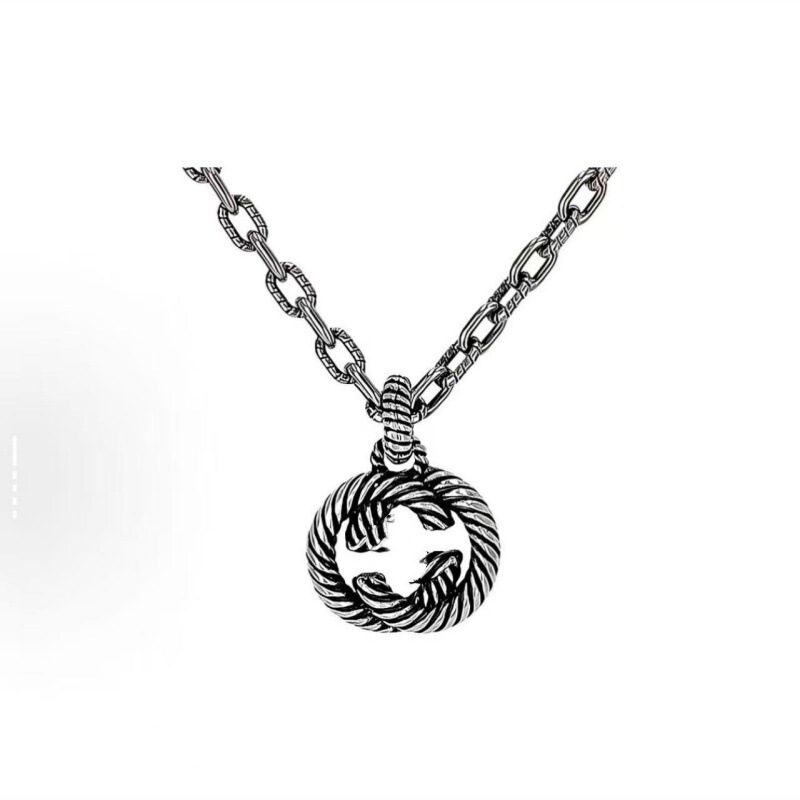 Gucci/Gucci Double g Interlocking Letter Retro Thread Engraved Necklace Trend Retro Hip-Hop Spiral Bracelet