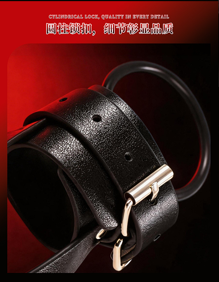 PU Leather Penis Traction Belt with Adjustable Cage Sleeve and 79 cm Chain — detail image 21