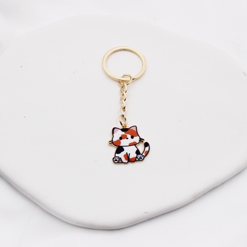 Bestselling Creative Metal Cat Keychain Cartoon Cute Cat Charm Playful Flower Cat Keychain