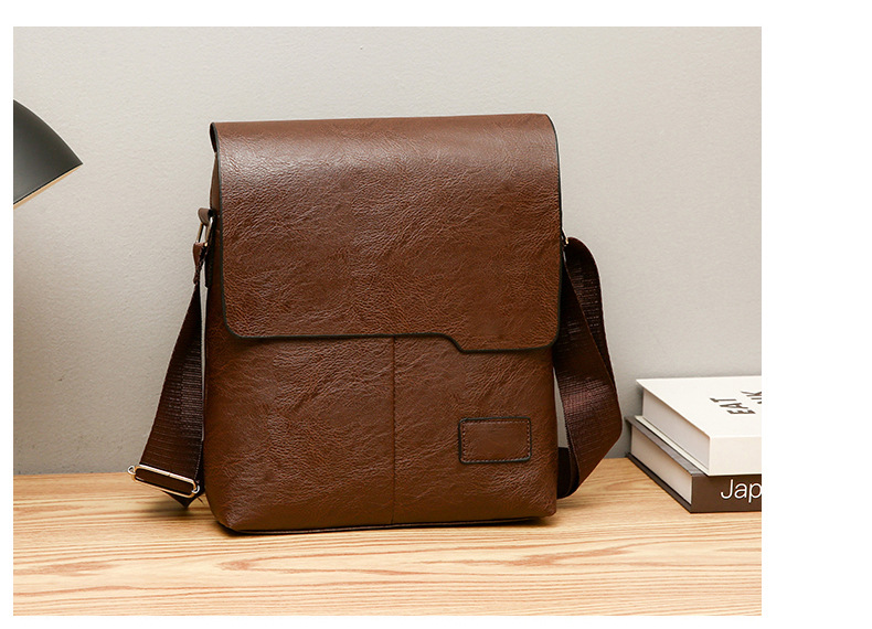 615g Weight Polyester Lining Material Zipper Closure Type Single Shoulder Strap Strap Type Crossbody Bag Bags Type Business, Daily Occasion Pu Leather Material Solid Color Pattern All Seasons Season Men's Gender Classic Style Style Square Shape Men's Solid Color Pu Leather Zipper Crossbody Bag