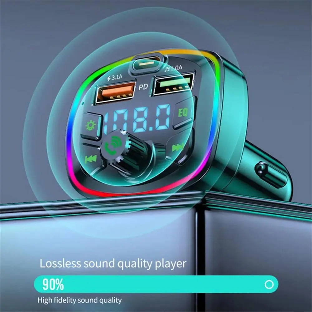 Cross-Border E-Commerce Manufacturer Direct Sales Car Bluetooth Mp3 Player Hands-Free Call Voice Broadcast Pd Fast Charging U Disk