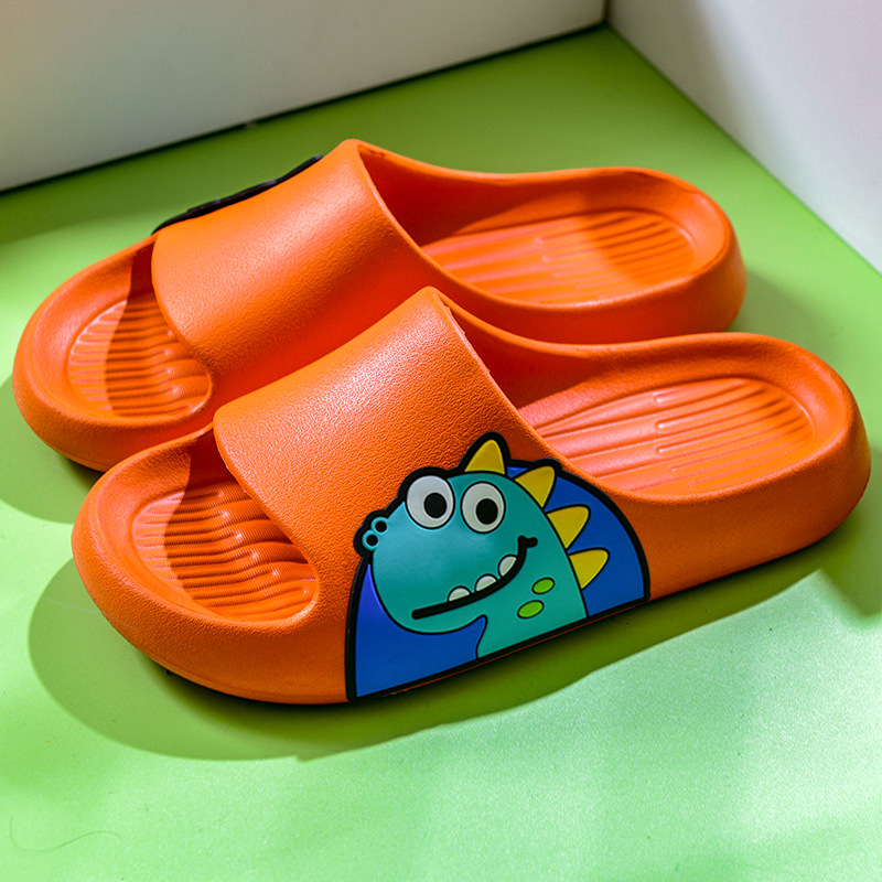 Pantuflas de dinosaurio para niños baño para niños baño interior antideslizante fondo suave bebé casa dibujos animados linda chica sandalias