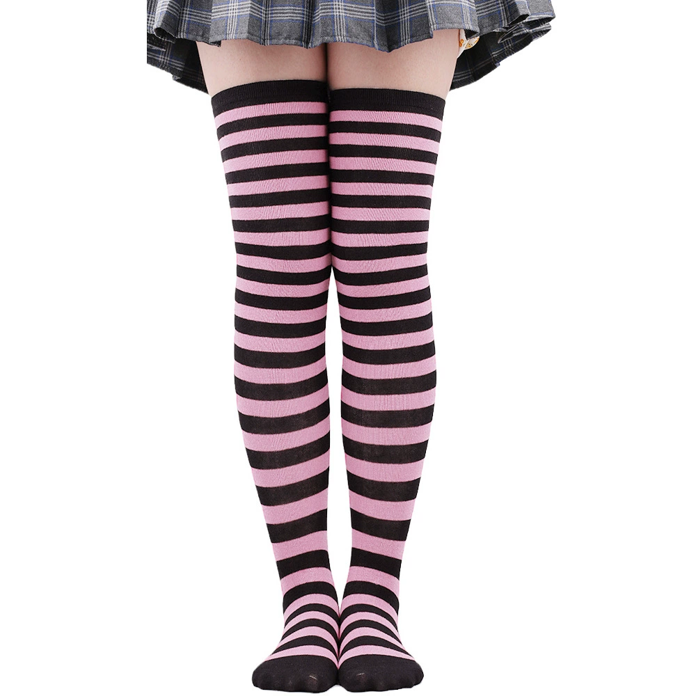 Knee-high Socks Japanese Style, Striped Cosplay & Halloween, Tube 50 cm, Polyester