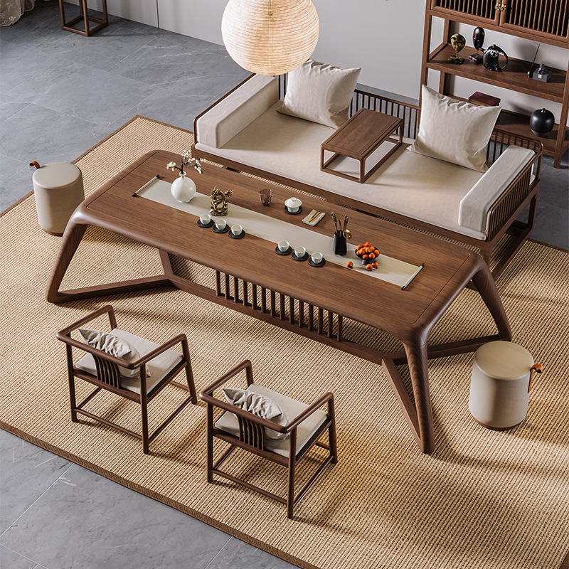 1.6m 티 테이블+1.6m 아라한 침대+티 체어*2+소프트 스툴*2