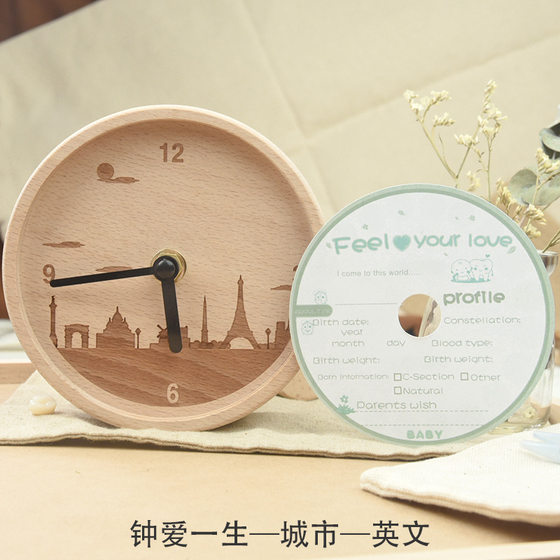 Clock pequeño creativo, decoración para niños, caja de dientes de leche de madera, caja de dientes de leche de reloj de amor de por vida