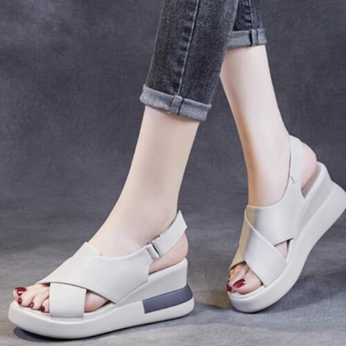 New style of breathable women's shoes for foreign trade in summer, simple and versatile high heel sandals for women without tired feet comfortable wedge soft sole sandals