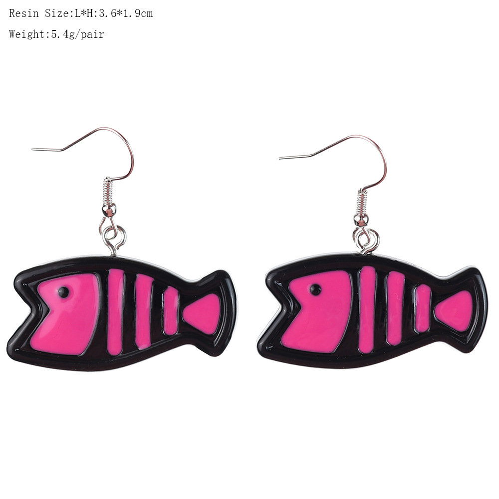 1 Paire Style De Bande Dessinée Mignon Chat Poisson Plastique Boucles D'oreilles display picture 11