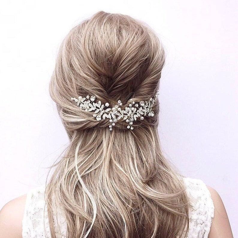 Silver Flower & Leaf Bridal Hair Comb, Wedding Dress Accessory, Trendy Pearl Hairpiece&mdash;Wholesale