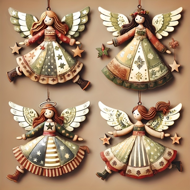 クロスボーダークリスマス装飾クリエイティブ人形ペンダント天使ペンダントクリスマスツリークリスマス絵画ペンダント|undefined