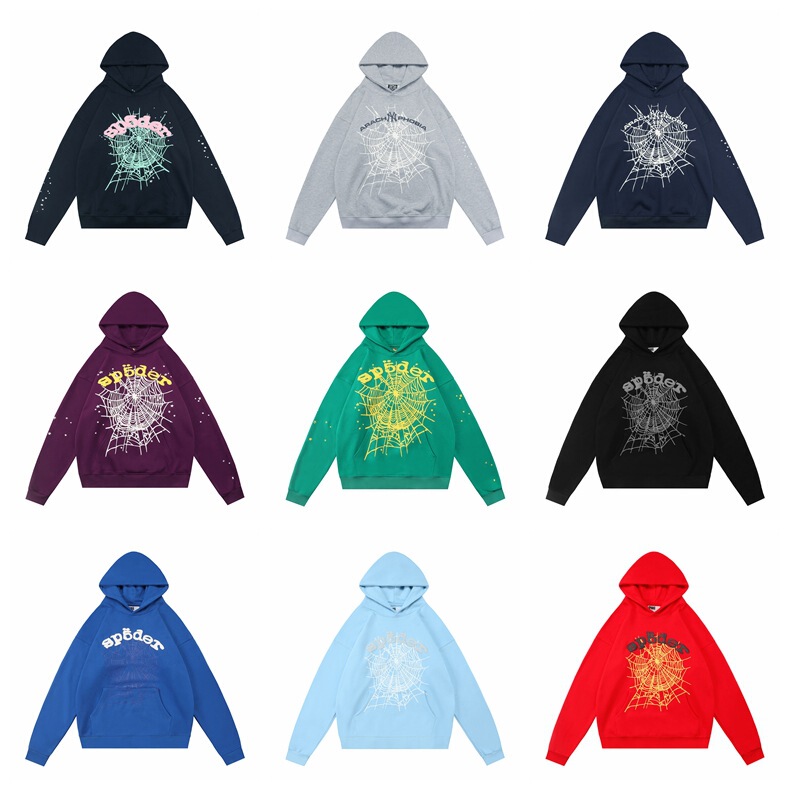 Sp5Der American Trendy Brand 55555 Spider Web Pink Printed Black Pink Trendy Terry Hoodie Sweatshirt Sp5Der American Trendy Brand 55555 Spider Web Pink Printed Black Pink Trendy Terry Hoodie Sweatshirt
