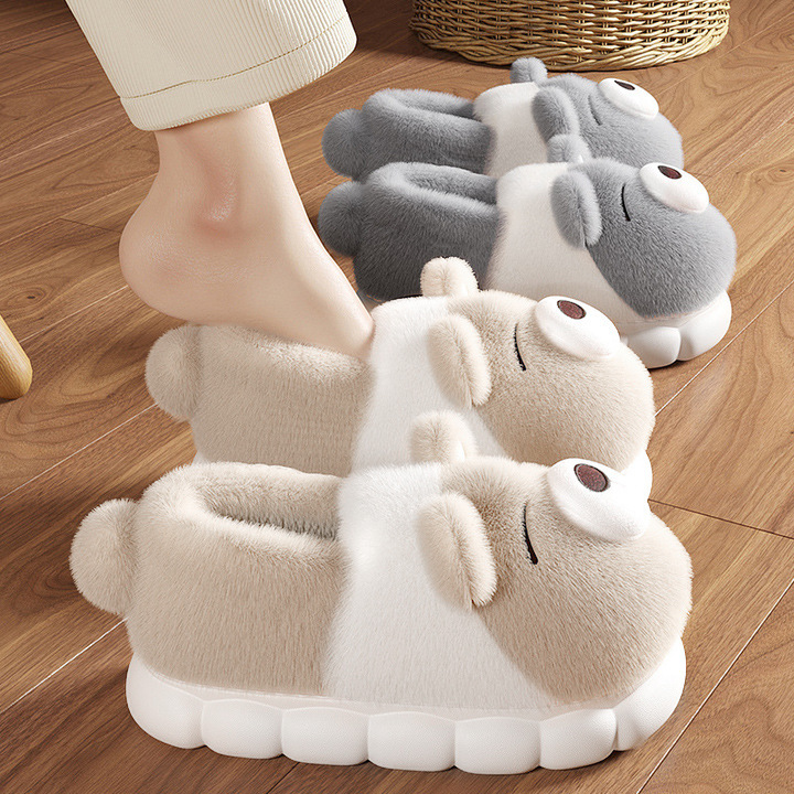 Cute Bear Cotton Slippers for Women in Autumn and Winter Cartoon All-Inclusive and Outer Wear Thick-Soled Warm Couple Outer Wear Cotton Shoes for All Seasons Cute Bear Cotton Slippers for Women in Autumn and Winter Cartoon All-Inclusive and Outer Wear Thick-Soled Warm Couple Outer Wear Cotton Shoes for All Seasons