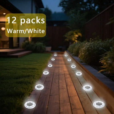 2026款 W9927 TEMU外贸代发跨境新款圆形太阳能灯暖光白光