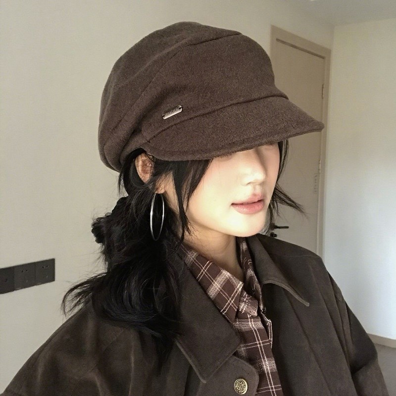 日系堆堆帽子女秋冬素颜显脸小包头帽网红黑色时尚百搭冷帽月子帽|undefined