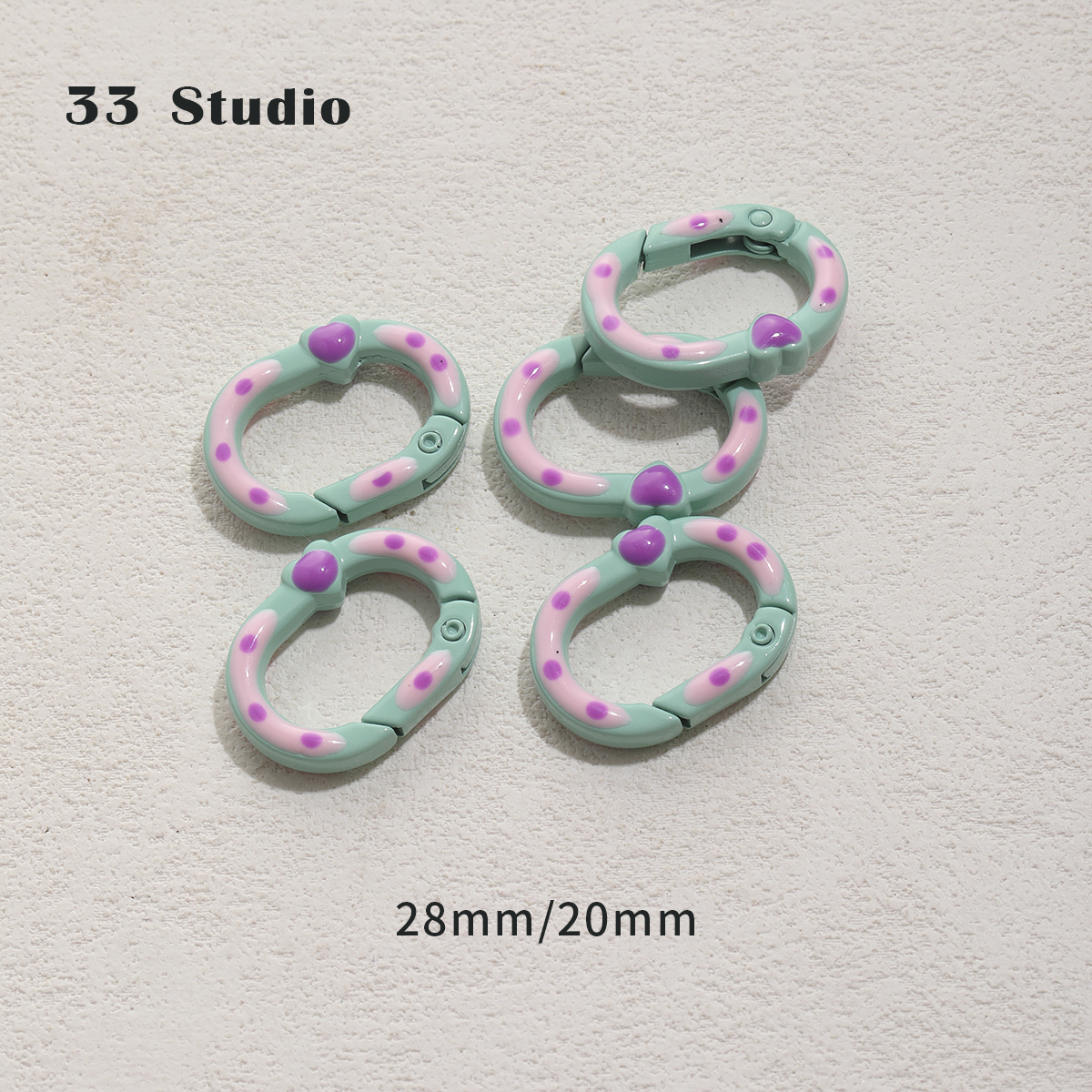 #30 Hand -painted Pink Lake Blue Ring (1)