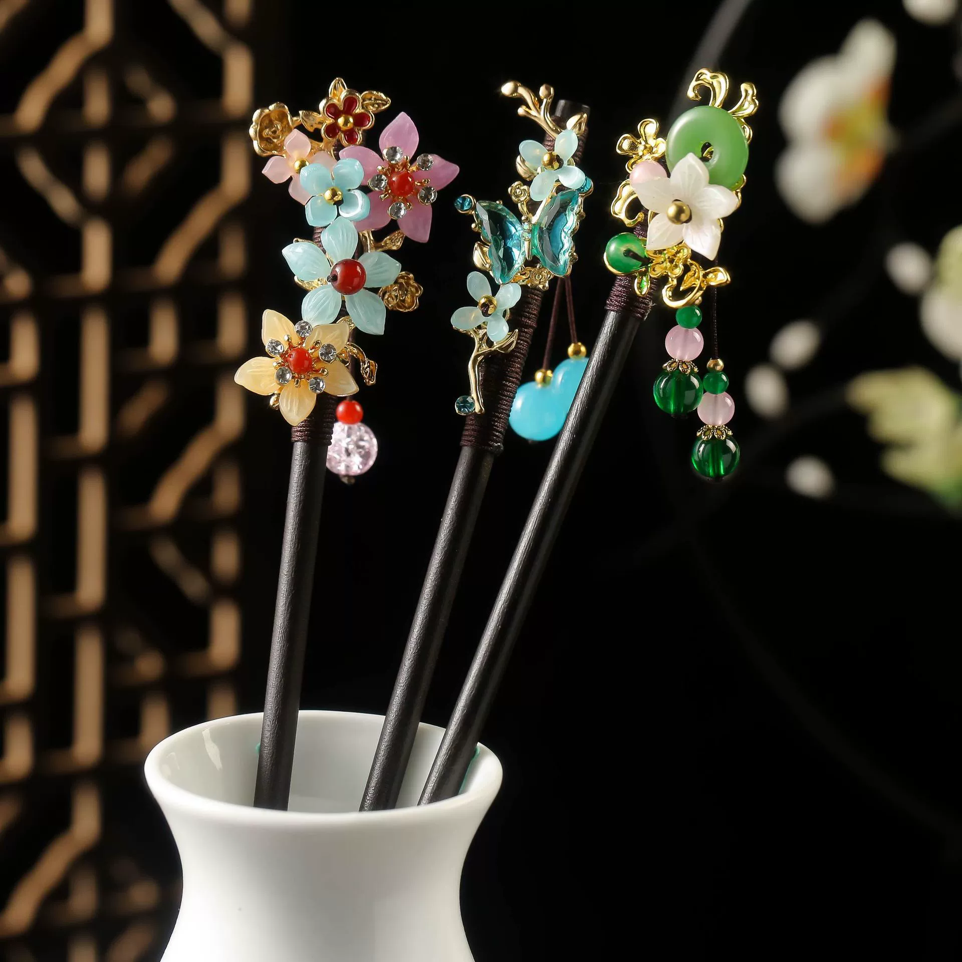 Fresh retro Chinese hairpin with tassels sandalwood, cheongsam, hairgrip, hair accessory