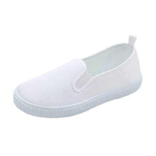 2024 Spring and Autumn New Children's White Canvas Dance Shoes for Boys and Girls, Wholesale Student White Sneakers