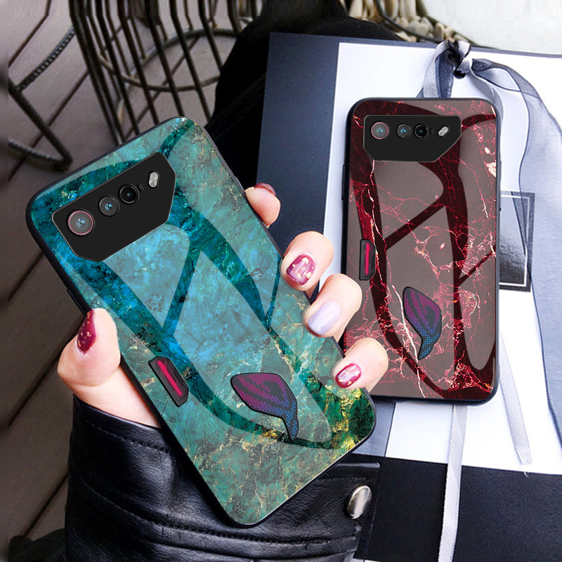 Suitable for ASUS ROG7 Mobile Phone Case Game Mobile Phone ROG5/6 Marble Protective Case All-inclusive Glass ROG2/3