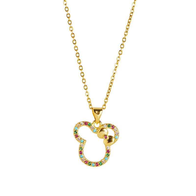 Colgante de collar de Mickey Mouse de línea linda y dulce de oro de arena vietnamita